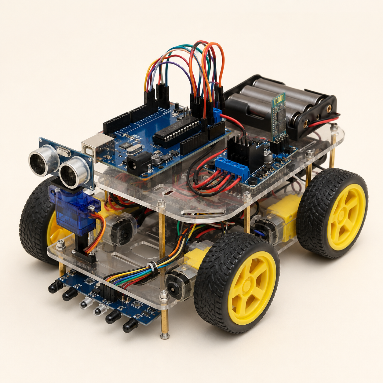 Robot tự hành bốn bánh để thực hành STEM